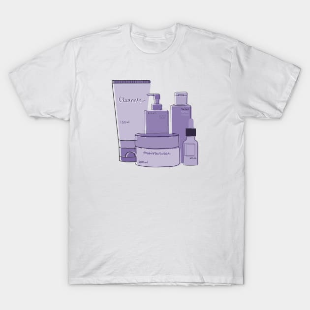 Skincare Essentials (Periwinkle Theme) T-Shirt by aaalou